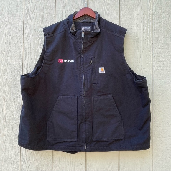Carhartt Vest Mens 4XL Black Mock neck sherpa lined Loose Fit Wshed Duck Workwea - Picture 1 of 14